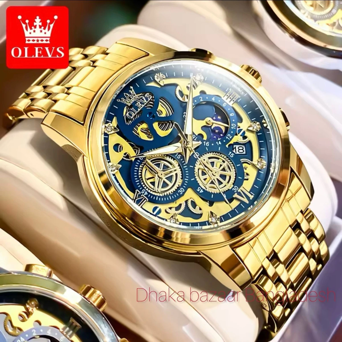 .3352 OliveZ নতুন ডিজাইনের পুরুষদের জন্য ঘড়ি  GOLDEN BLUE