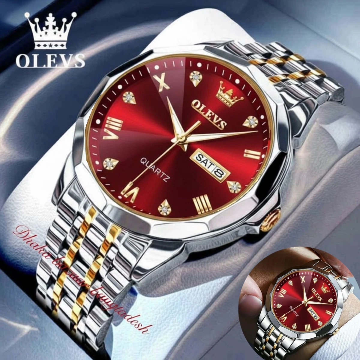 OliveZ NEXT নতুন ডিজাইনের পুরুষদের জন্য ঘড়ি BSILVER GOLDEN RED