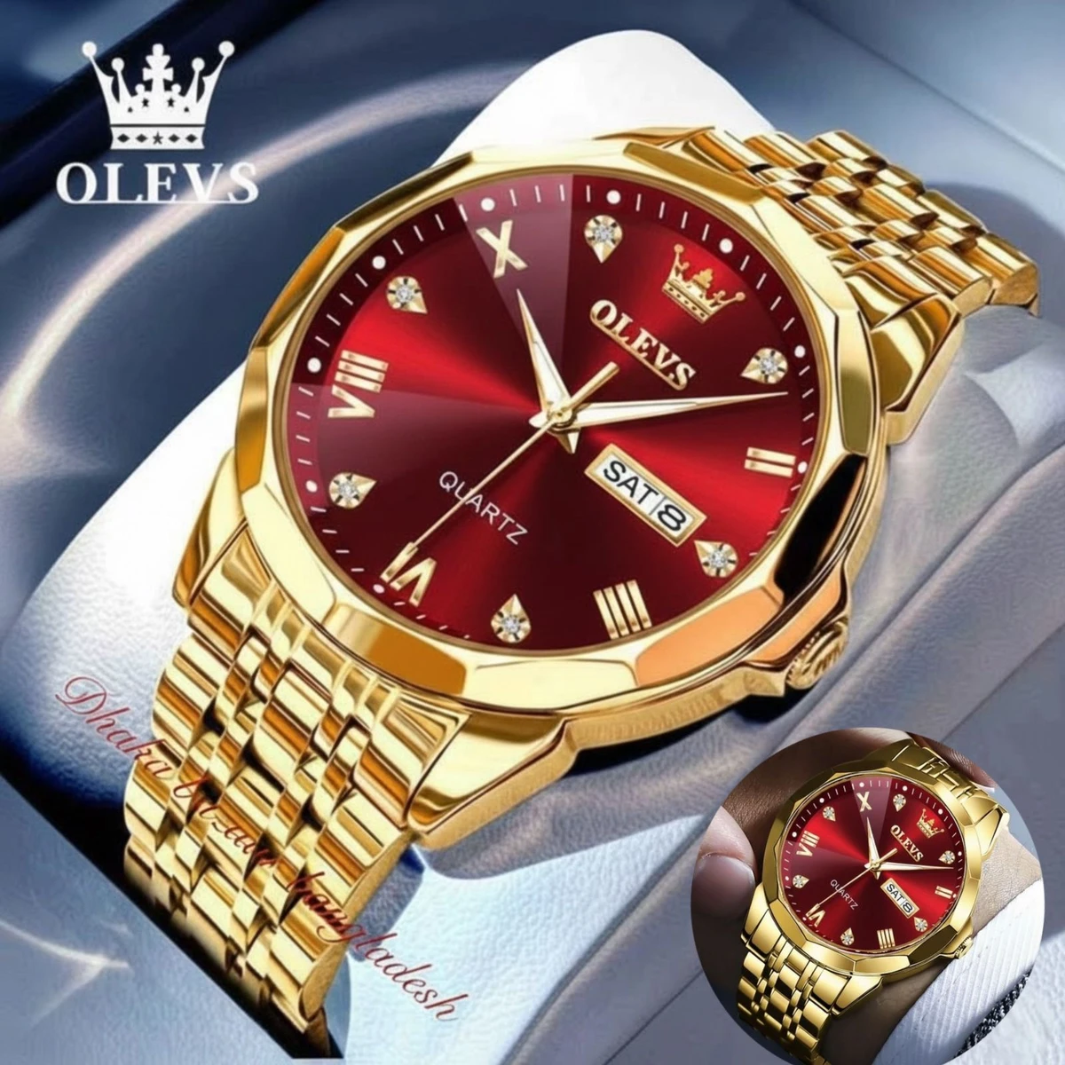 OliveZ NEXT নতুন ডিজাইনের পুরুষদের জন্য ঘড়ি GOLDEN RED