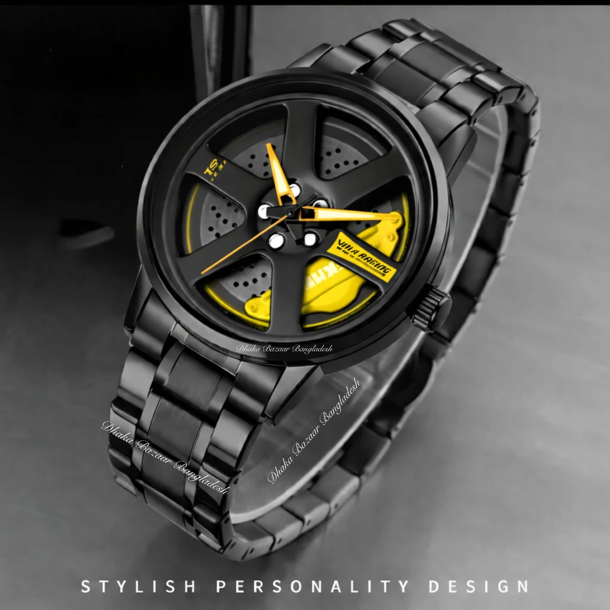 CHORKI 1010 নতুন ডিজাইনের পুরুষদের জন্য ঘড়ি BLACK YELLOW