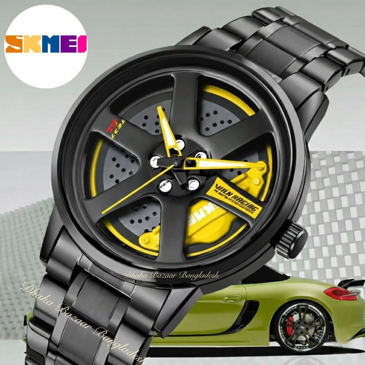 CHORKI 1010 নতুন ডিজাইনের পুরুষদের জন্য ঘড়ি BLACK YELLOW