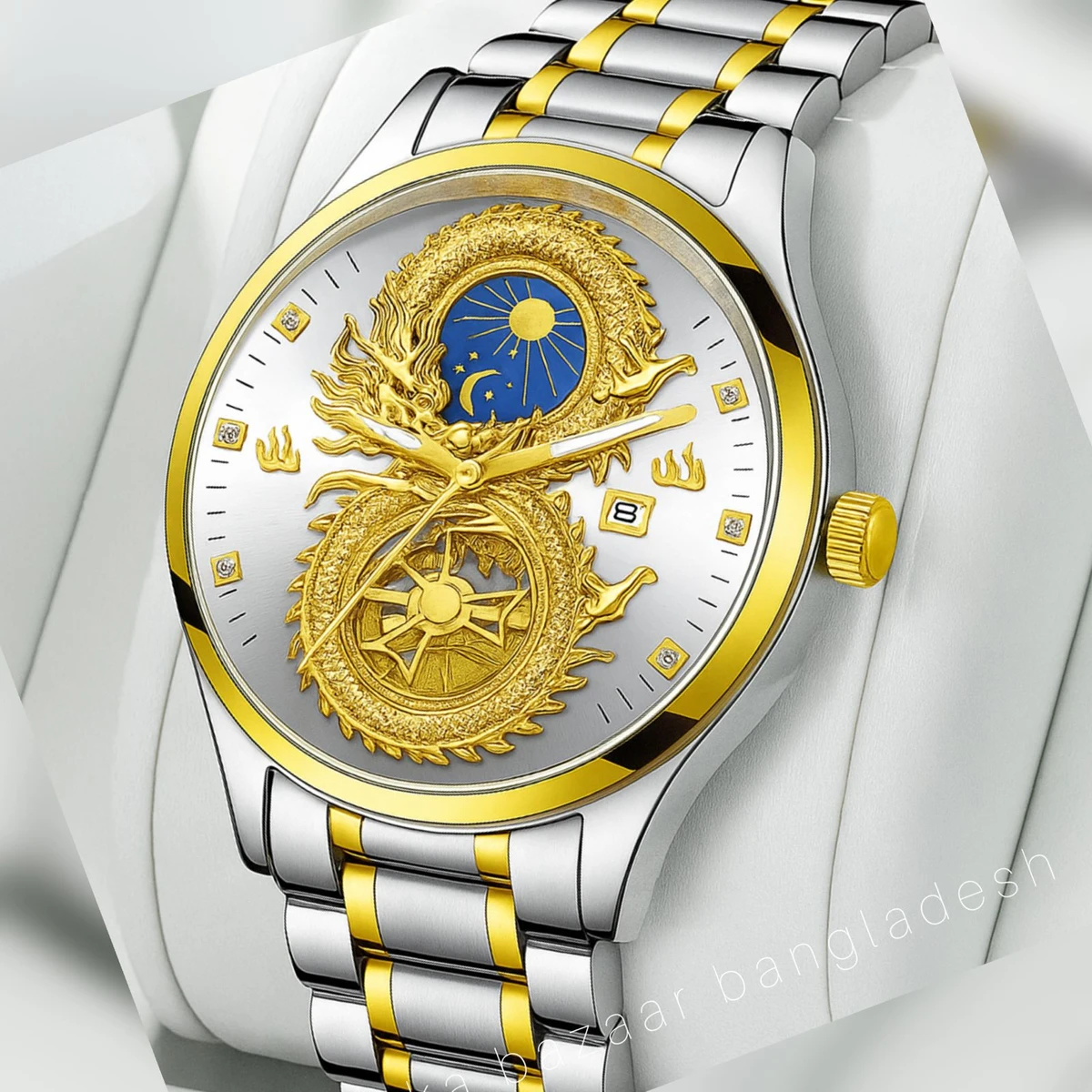 S999 পুরুষদের জন্য বিনবন্ড স্টেইনলেস স্টীল ক্লাসিক ওয়াটারপ্রুফ ঘড়ি WHITE