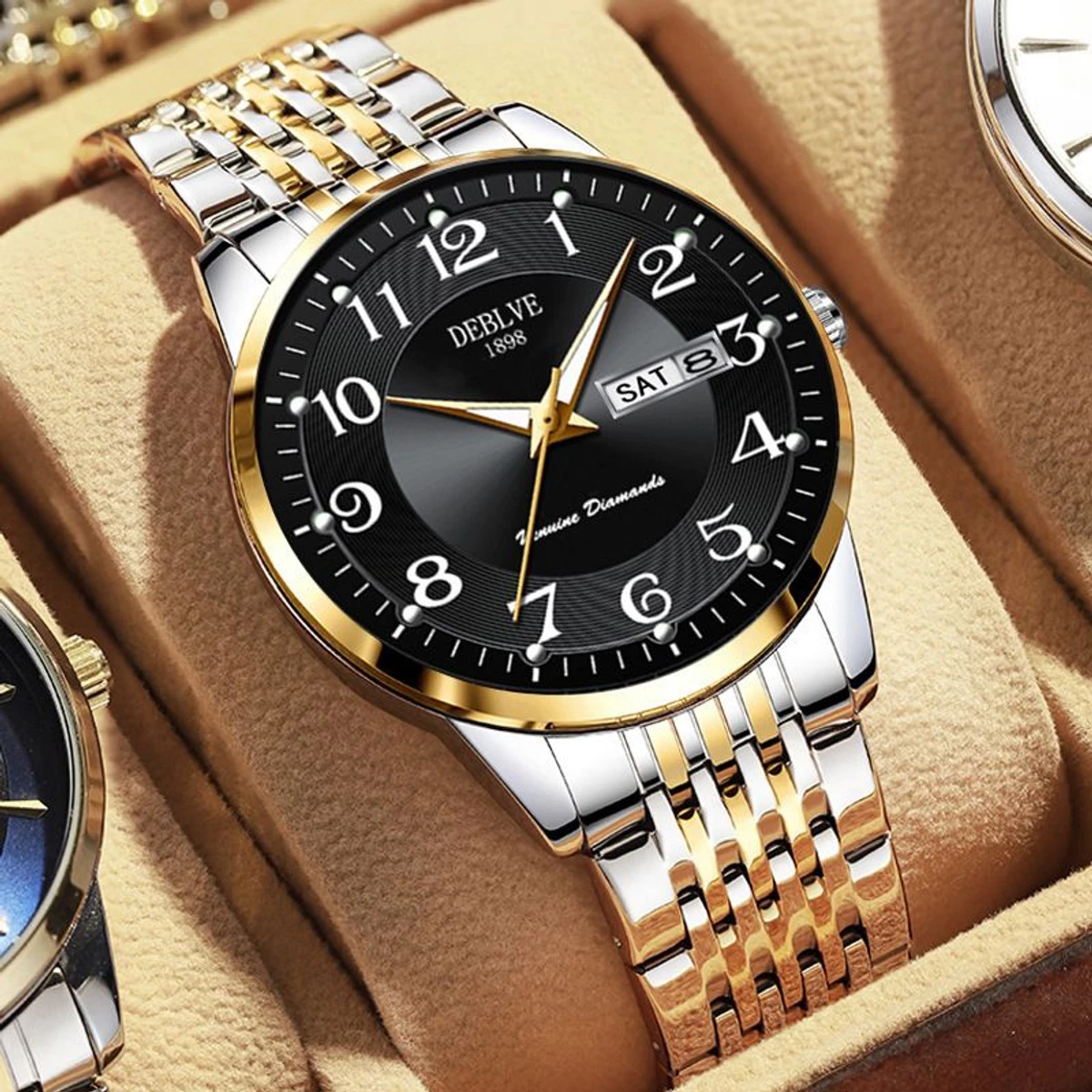 DEB 9960 নতুন ডিজাইনের পুরুষদের জন্য ঘড়ি SILVER GOLDEN BLACK