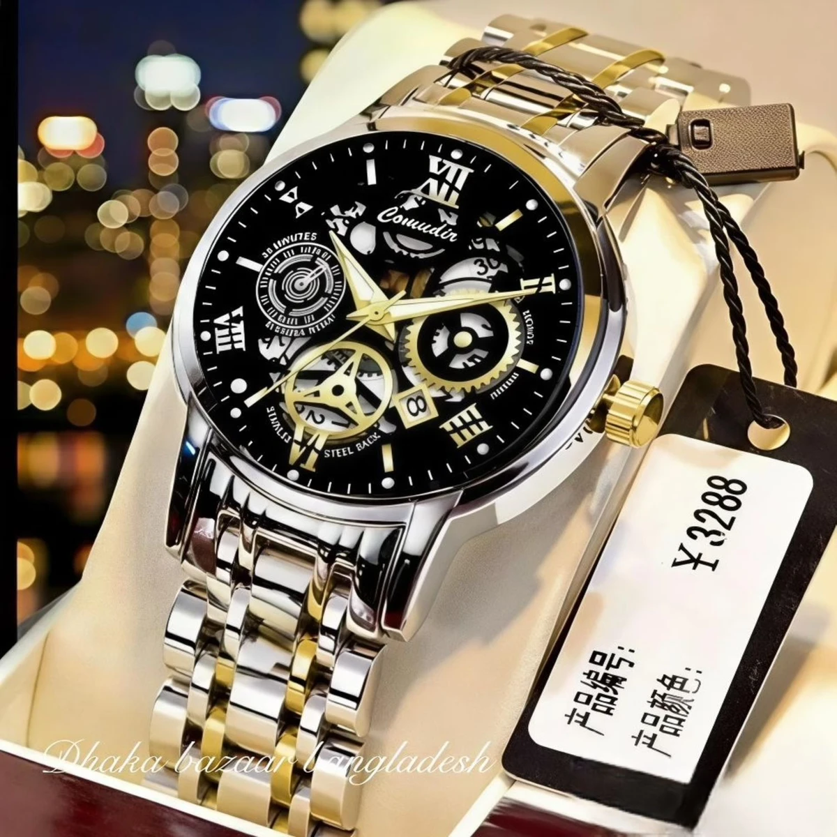 পুরুষের জন্য 022 নন মেকানিক্যাল ওয়াটার প্রুফ ঘড়ি SILVER BLACK