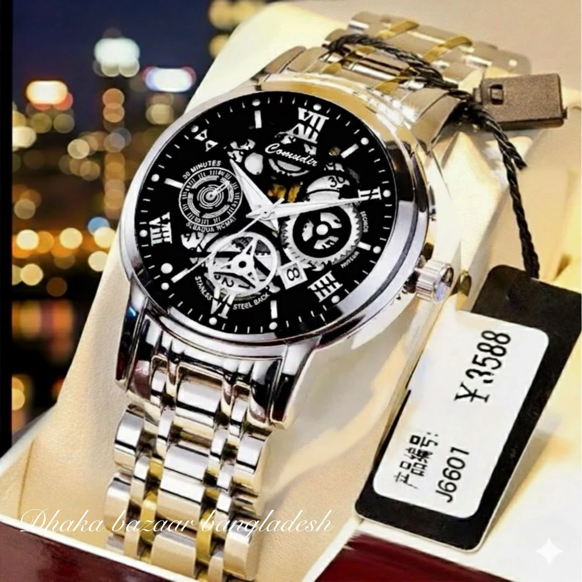 পুরুষের জন্য 022 নন মেকানিক্যাল ওয়াটার প্রুফ ঘড়ি NEW SILVER BLACK NEW