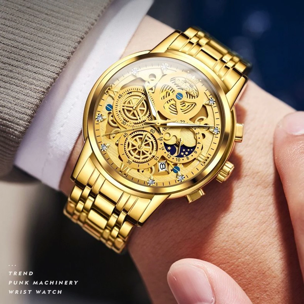 .3352 OliveZ নতুন ডিজাইনের পুরুষদের জন্য ঘড়ি FULL GOLDEN