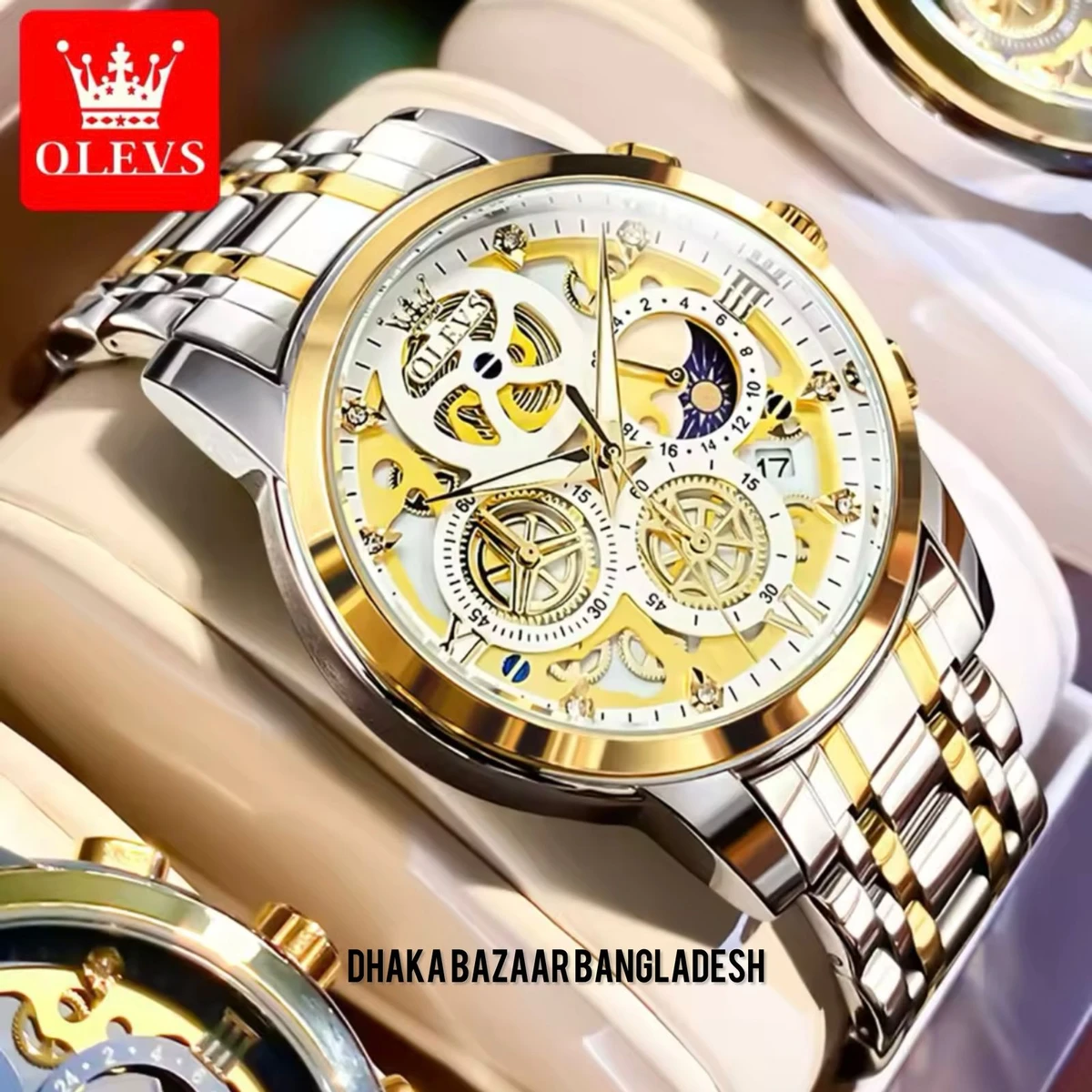 3352 OliveZ নতুন ডিজাইনের পুরুষদের জন্য ঘড়ি WHITE