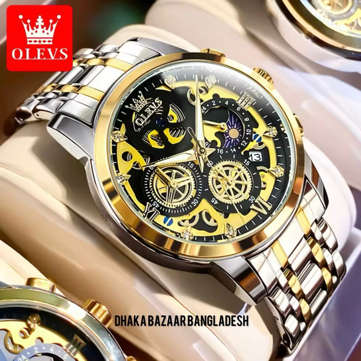 .3352 OliveZ নতুন ডিজাইনের পুরুষদের জন্য ঘড়ি BSILVER GOLDEN BLACK