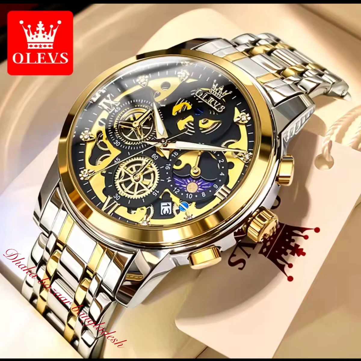 .3352 OliveZ নতুন ডিজাইনের পুরুষদের জন্য ঘড়ি BSILVER GOLDEN BLACK