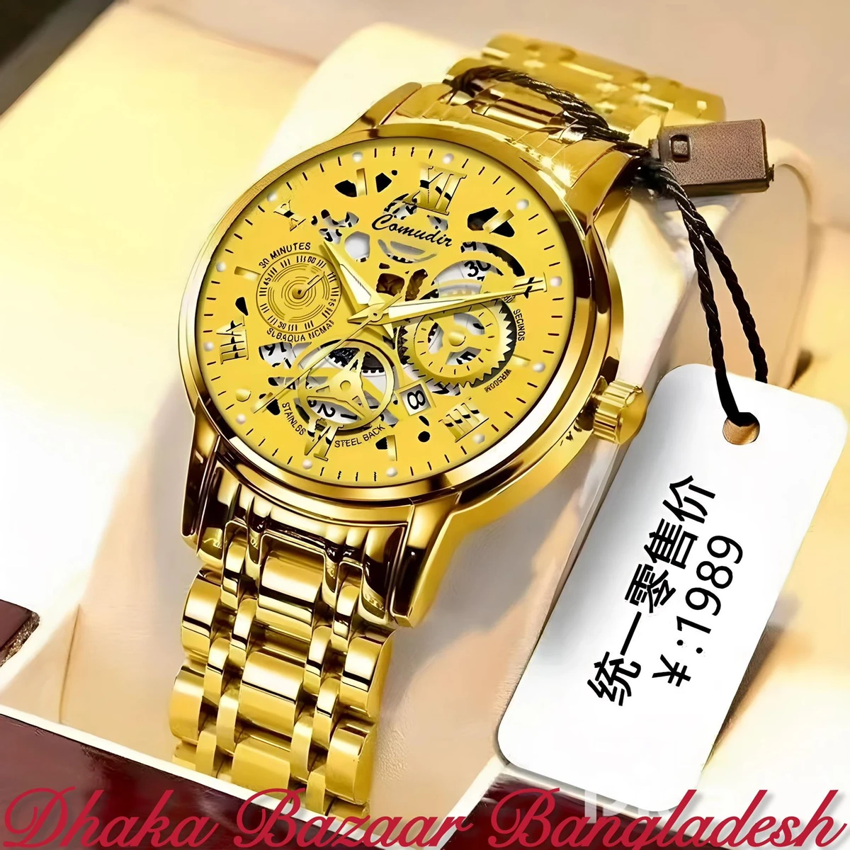পুরুষের জন্য 022 নন মেকানিক্যাল ওয়াটার প্রুফ ঘড়ি GOLDEN