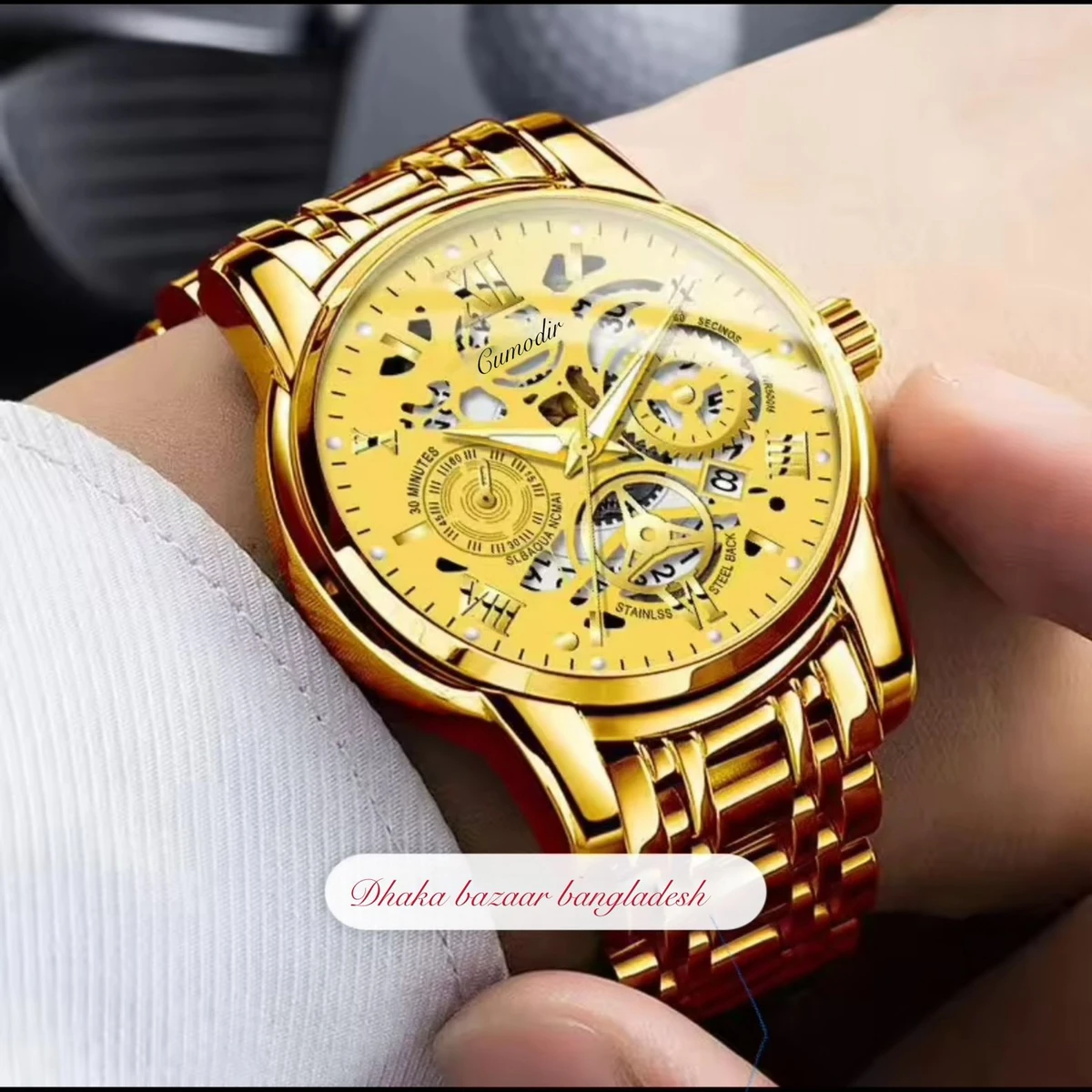 পুরুষের জন্য 022 নন মেকানিক্যাল ওয়াটার প্রুফ ঘড়ি GOLDEN