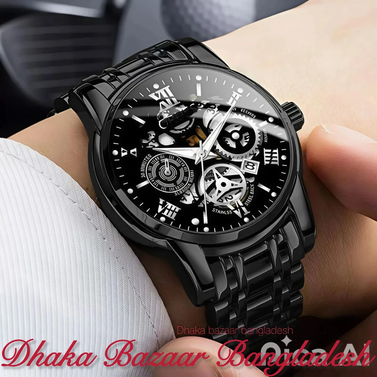 পুরুষের জন্য 022 নন মেকানিক্যাল ওয়াটার প্রুফ ঘড়ি BLACK