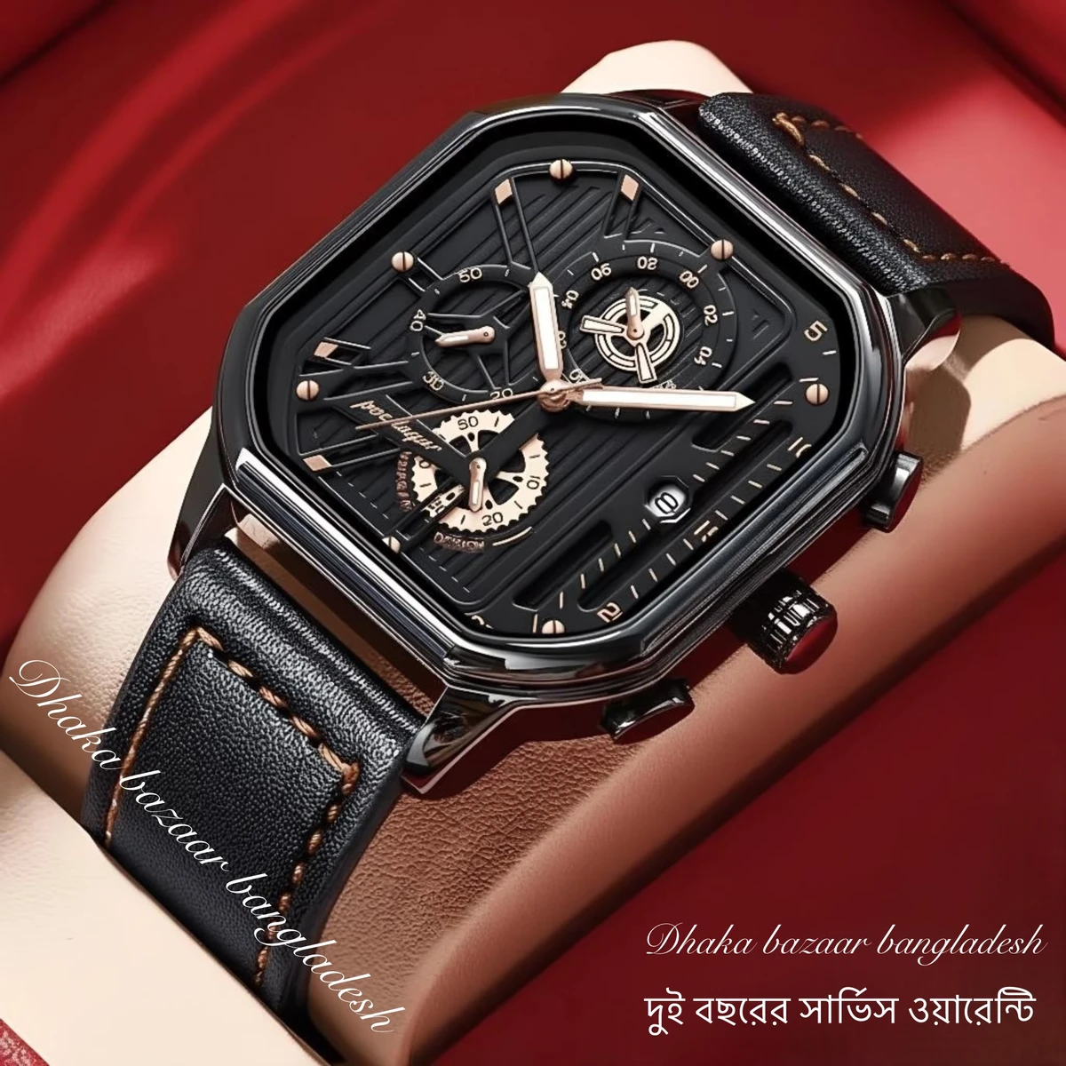 PEO TRSOYEES আর্টিফিশিয়াল লেদার নতুন ডিজাইনের পুরুষদের জন্য ঘড়ি BLACK