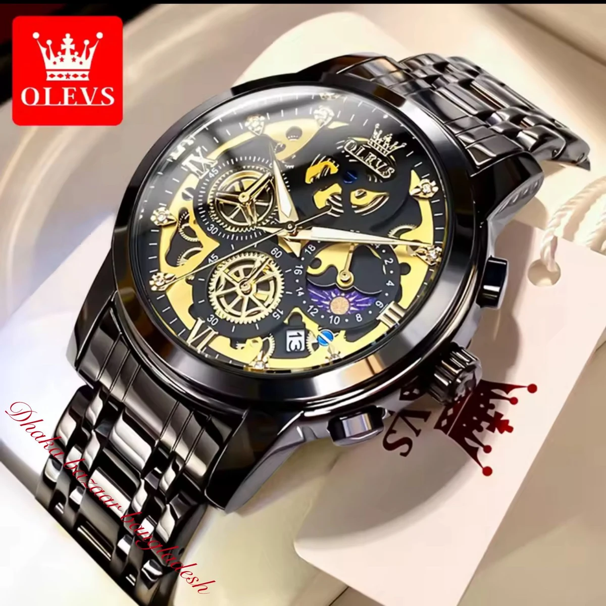 3352 OliveZ MAZ নতুন ডিজাইনের পুরুষদের জন্য ঘড়ি  BLACK