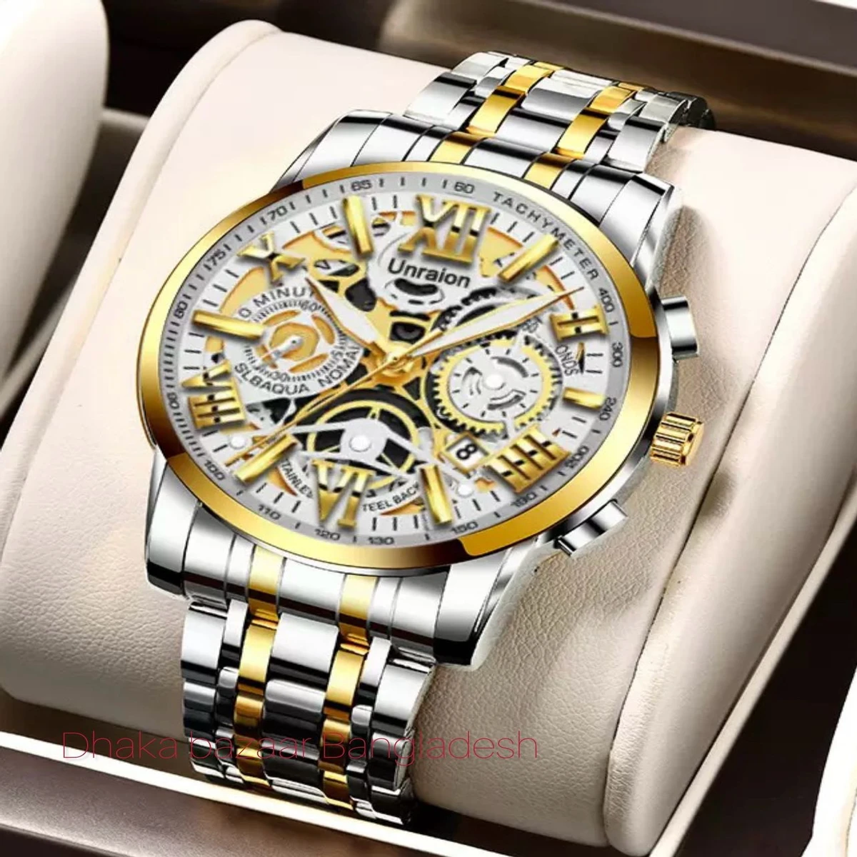 UNI44 পুরুষের জন্য নন মেকানিক্যাল ওয়াটার প্রুফ ঘড়ি SILVER GOLDEN WHITE