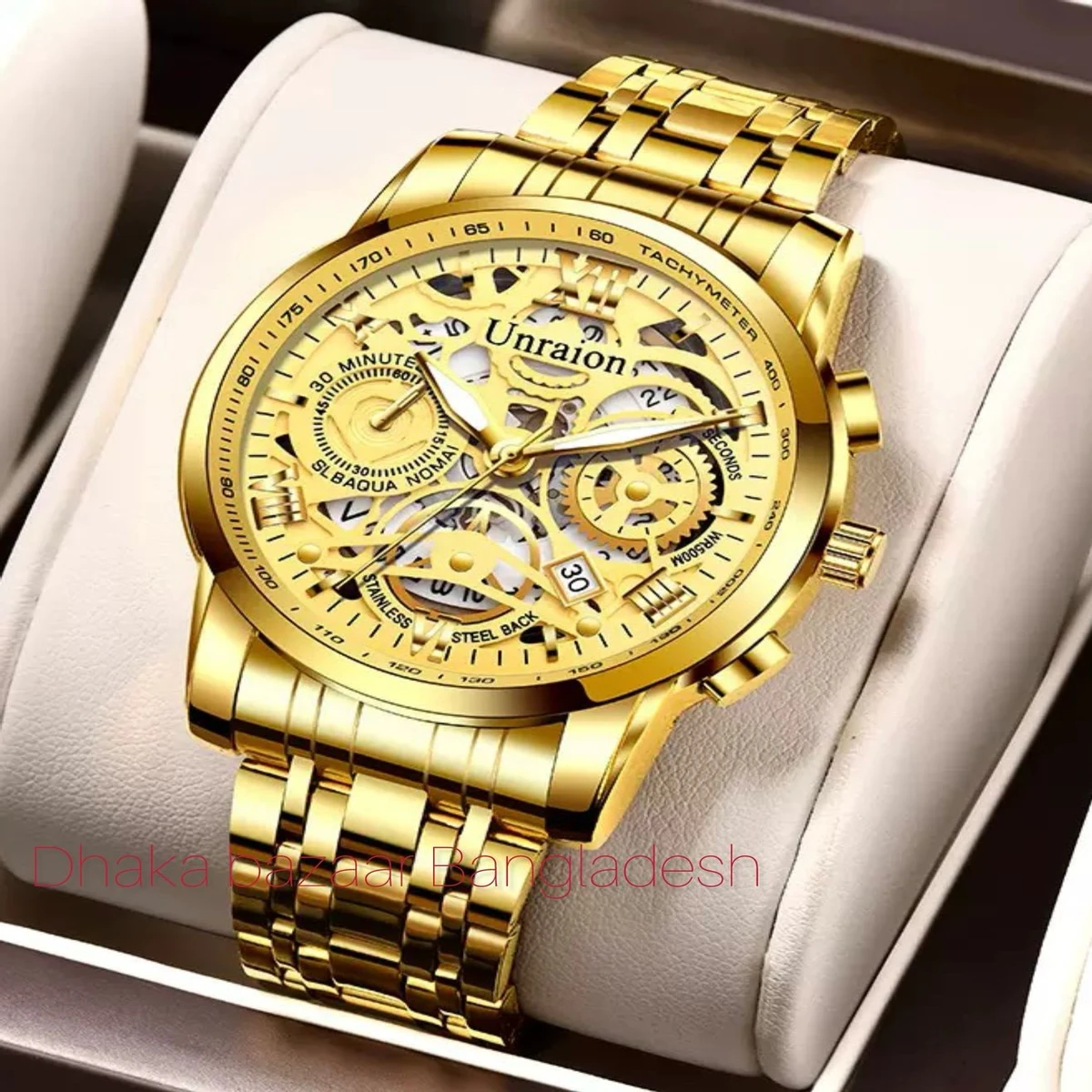 UNI44 পুরুষের জন্য নন মেকানিক্যাল ওয়াটার প্রুফ ঘড়ি GOLDEN