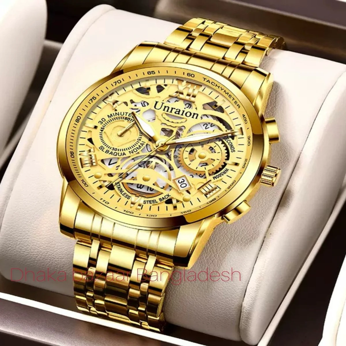 UNI44 পুরুষের জন্য নন মেকানিক্যাল ওয়াটার প্রুফ ঘড়ি GOLDEN