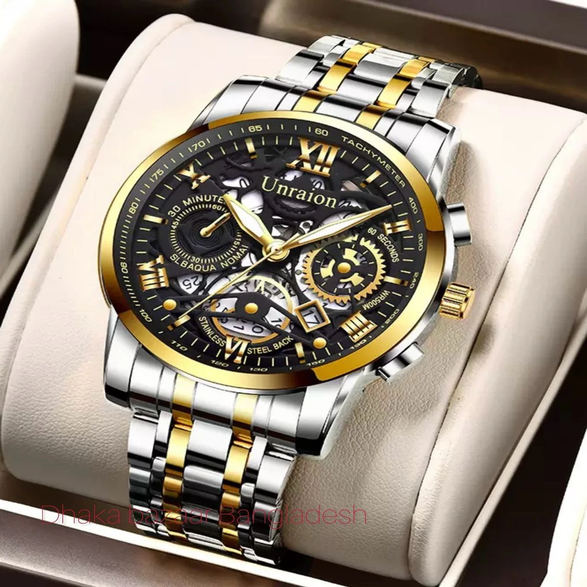 UNI44 পুরুষের জন্য নন মেকানিক্যাল ওয়াটার প্রুফ ঘড়ি SILVER GOLDEN BLACK