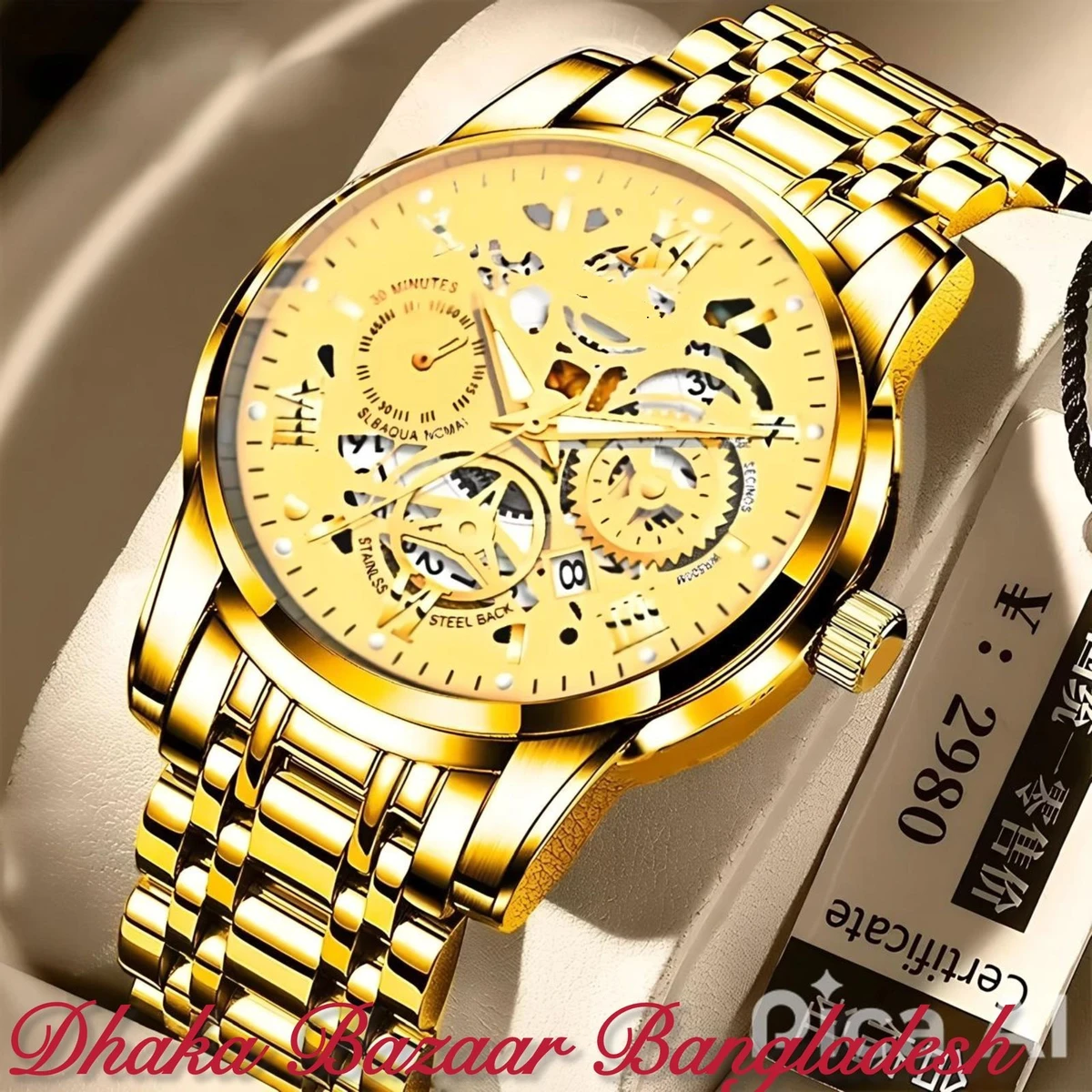 পুরুষের জন্য CM220 নন মেকানিক্যাল ওয়াটার প্রুফ ঘড়ি  FULL GOLDEN