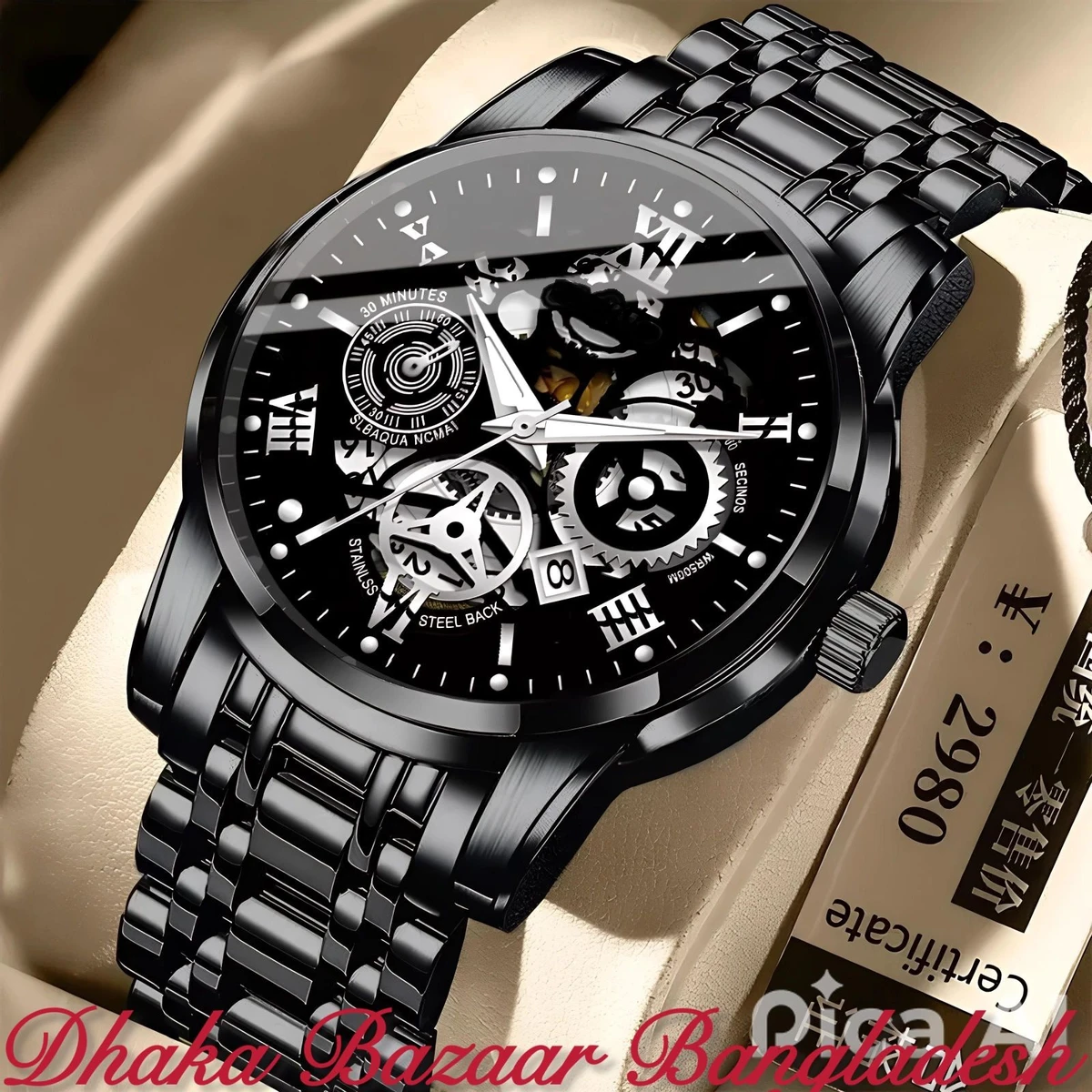 পুরুষের জন্য CM220 নন মেকানিক্যাল ওয়াটার প্রুফ ঘড়ি BLACK