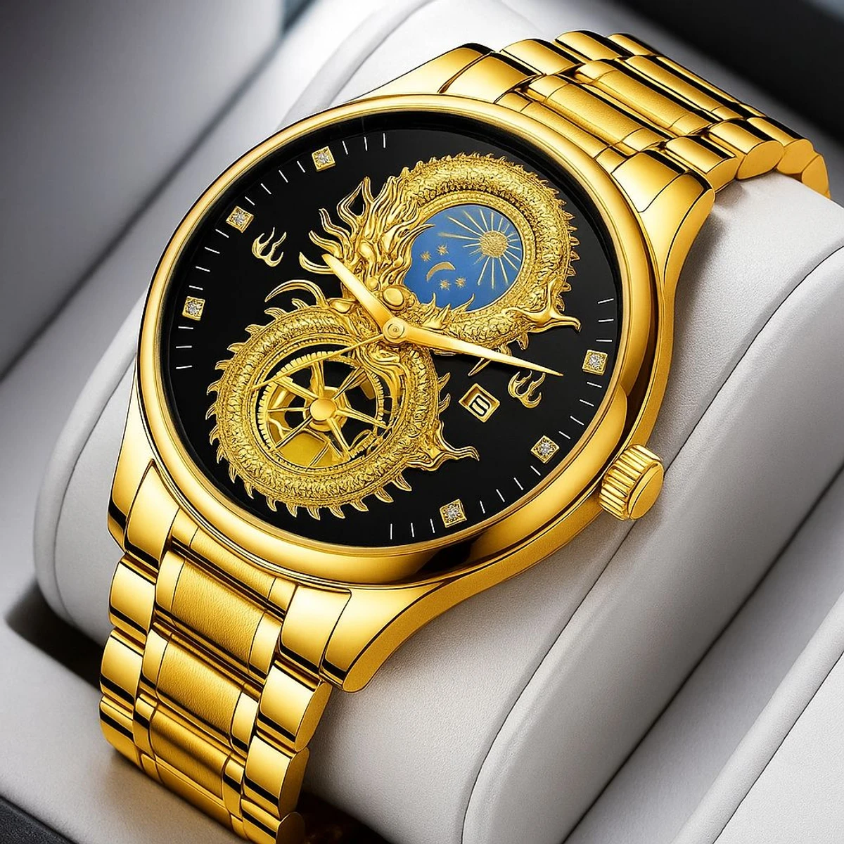 BIN S999 নন কর্ণগ্রাফ নতুন ডিজাইনের পুরুষদের জন্য ঘড়ি GOLDEN BLACK