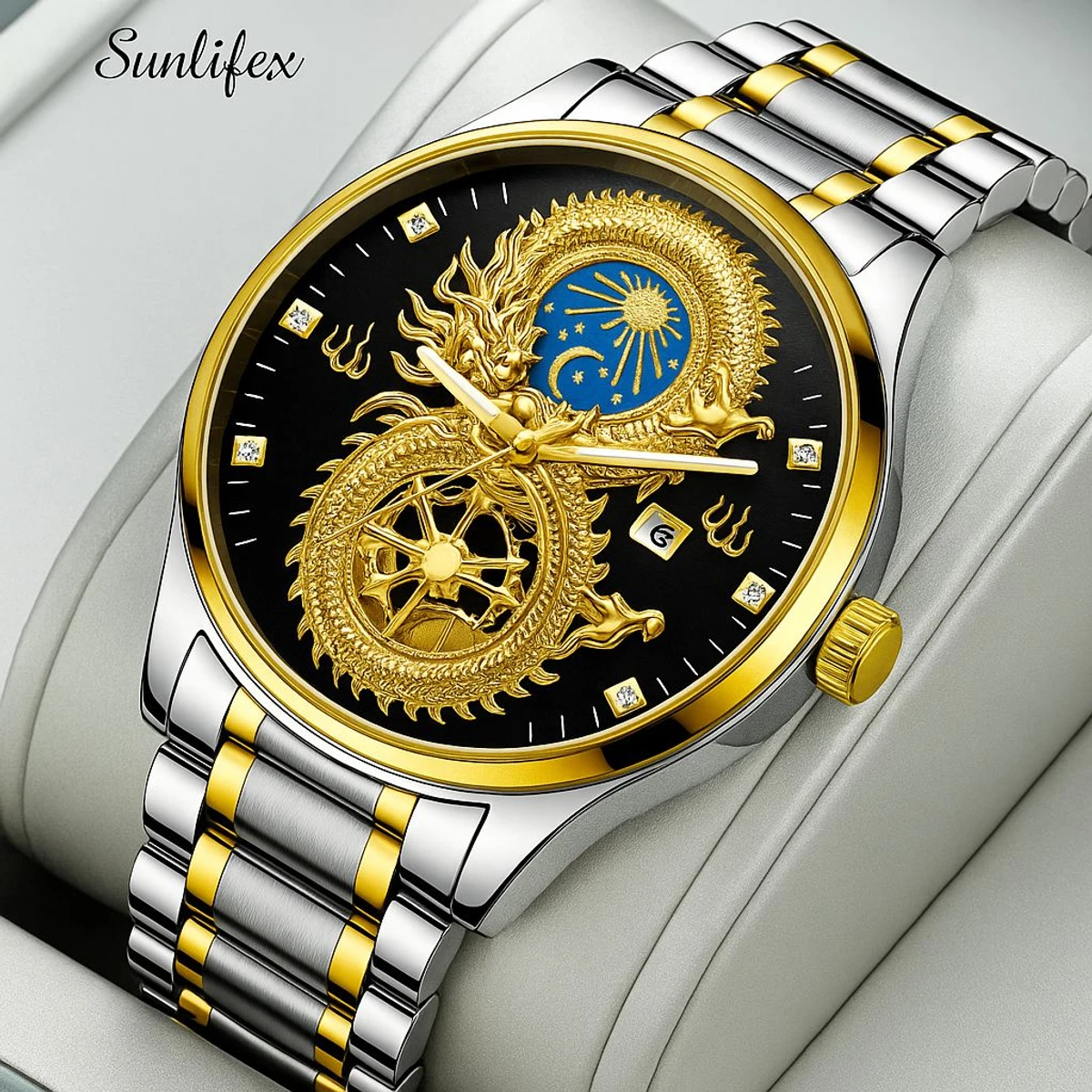 BIN S999 নন কর্ণগ্রাফ নতুন ডিজাইনের পুরুষদের জন্য ঘড়ি SILVER GOLDEN BLACK