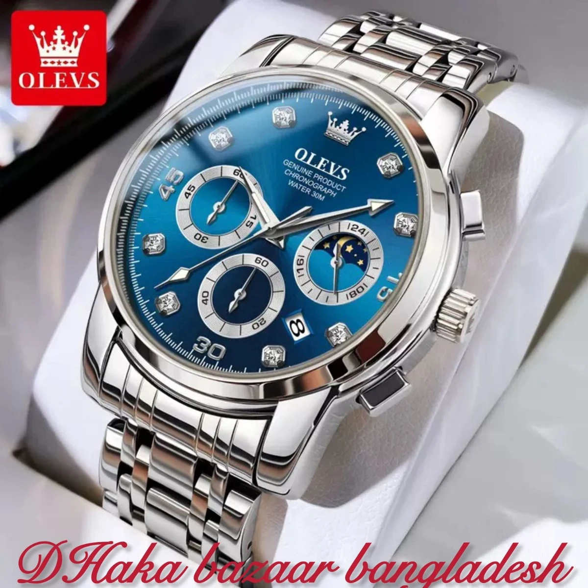 Olivesz 2879 পুরুষের জন্য নন মেকানিক্যাল ঘড়ি SILVER BLUE