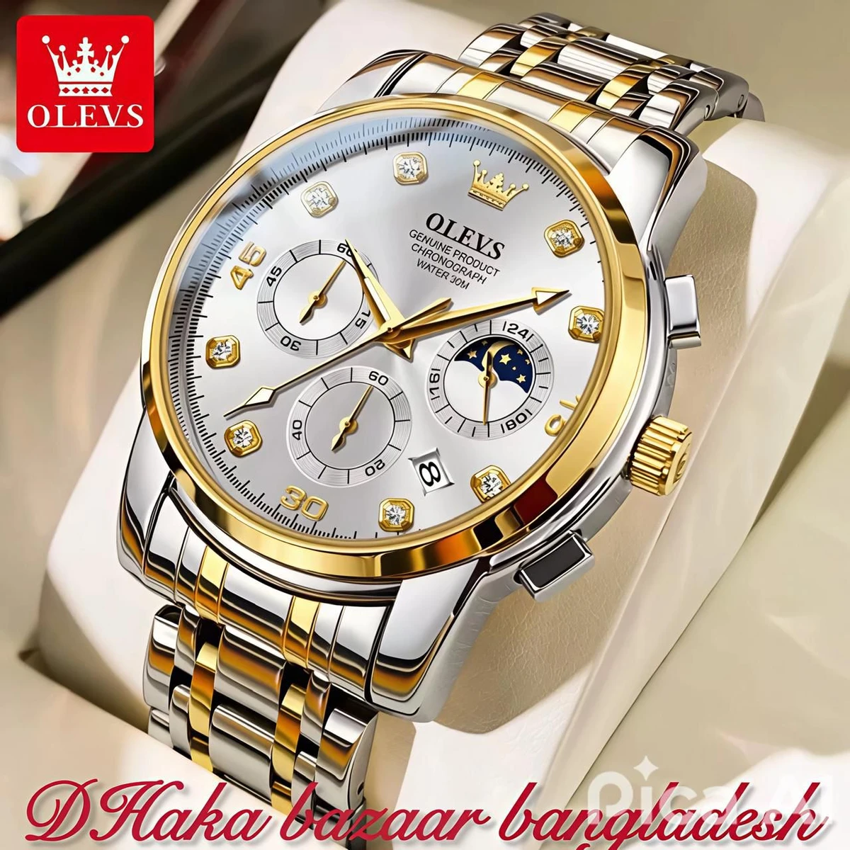 Olivesz 2879 পুরুষের জন্য নন মেকানিক্যাল ঘড়ি SILVER BLUE WHITE