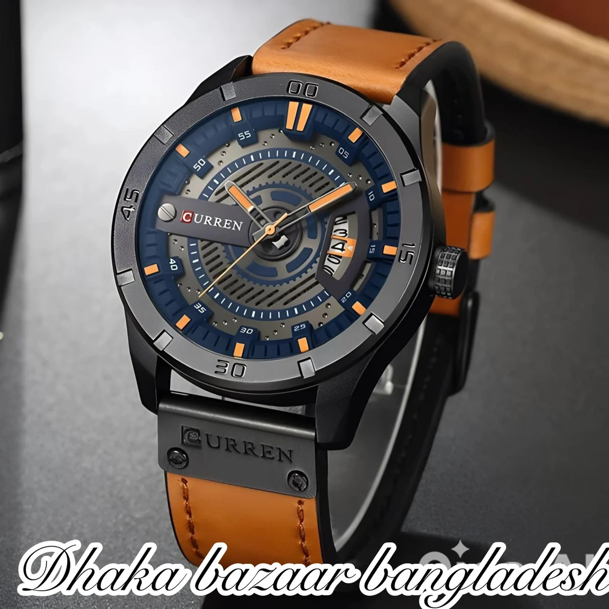 CUREENT 83011 আর্টিফিশিয়াল লেদার নতুন ডিজাইনের পুরুষদের জন্য ঘড়ি BROWN