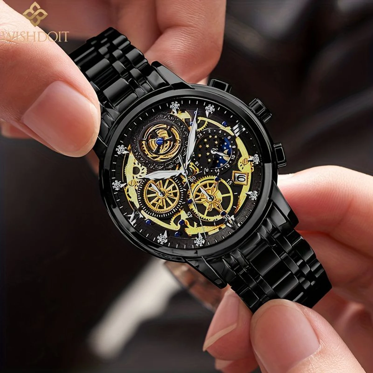 UNI44 পুরুষের জন্য নন মেকানিক্যাল ওয়াটার প্রুফ ঘড়ি NEW BLACK NEW