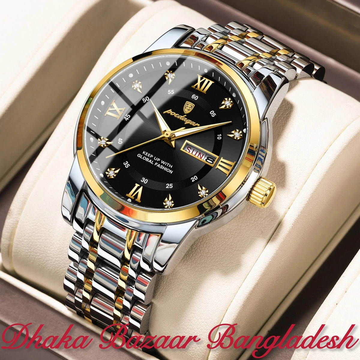 PEODAGOR 657 নতুন ডিজাইনের পুরুষদের জন্য ঘড়ি SILVER GOLDRN BLACK