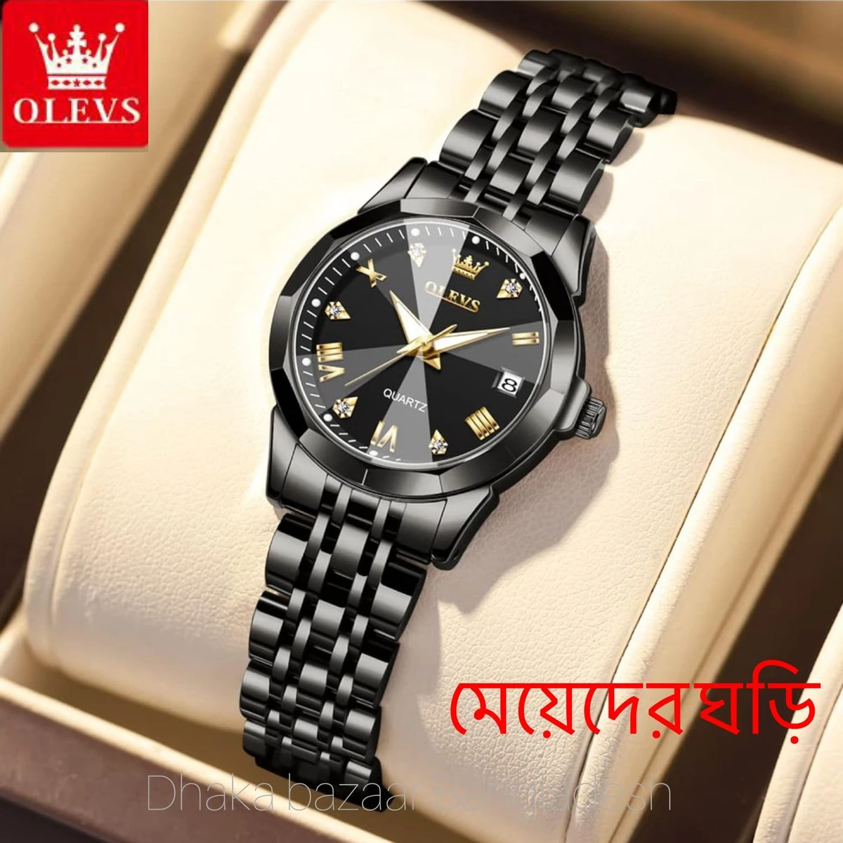 WOMAN OLIVES 81999 নতুন ডিজাইনের মেয়েদের জন্য ঘড়ি BLACK