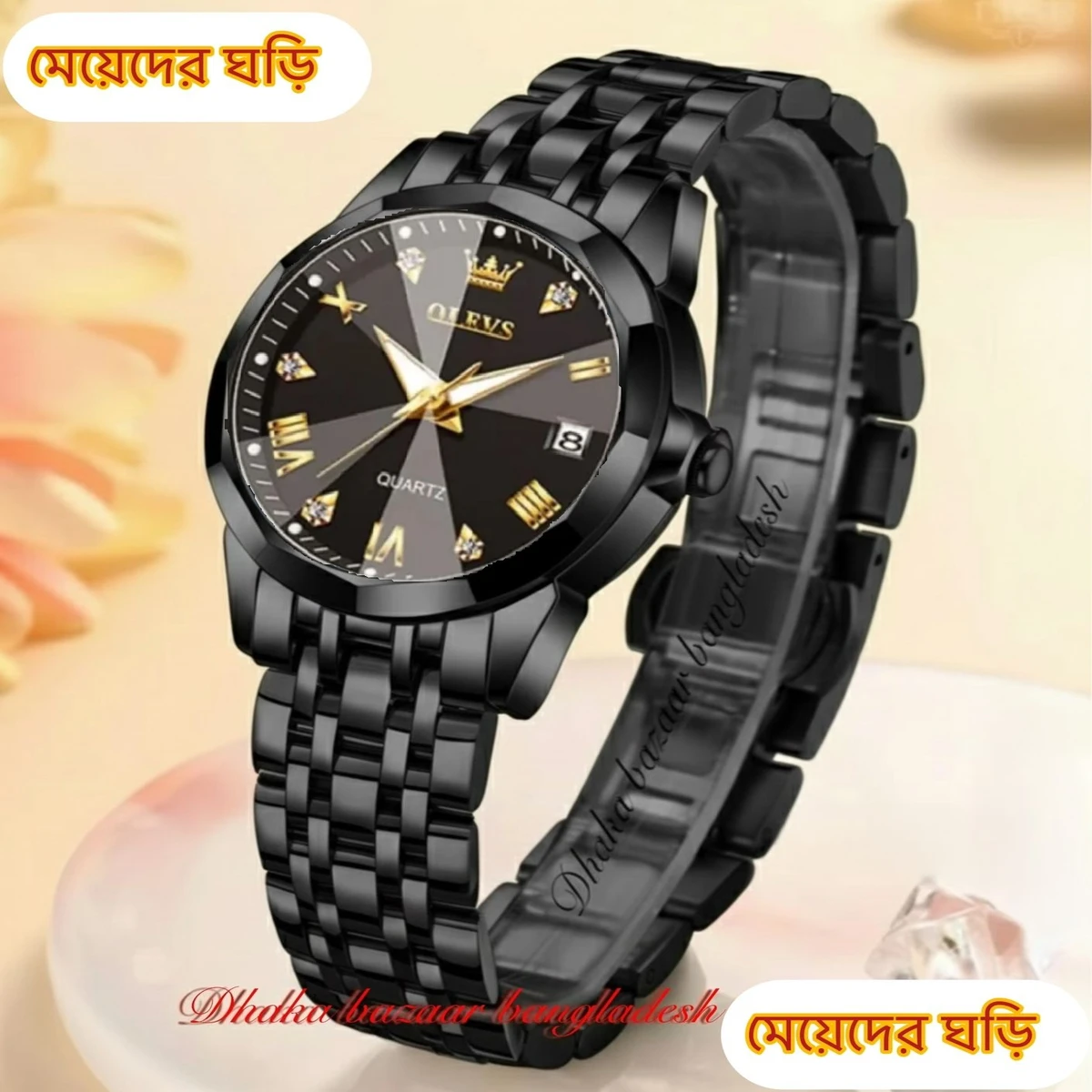 WOMAN OLIVES 81999 নতুন ডিজাইনের মেয়েদের জন্য ঘড়ি BLACK