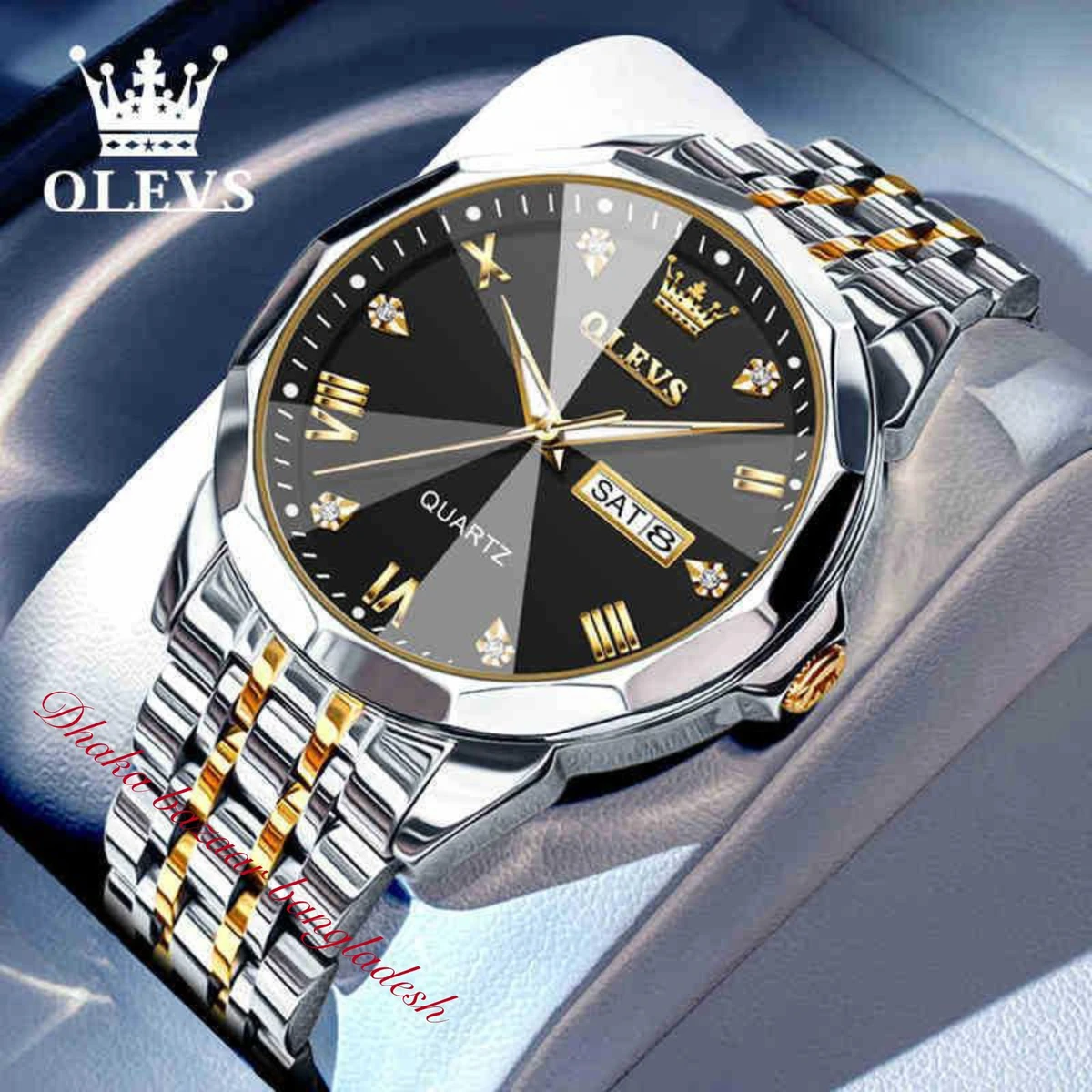 OLIVES নতুন ডিজাইনের MAN জন্য ঘড়ি SILVER GOLDEN BLACK