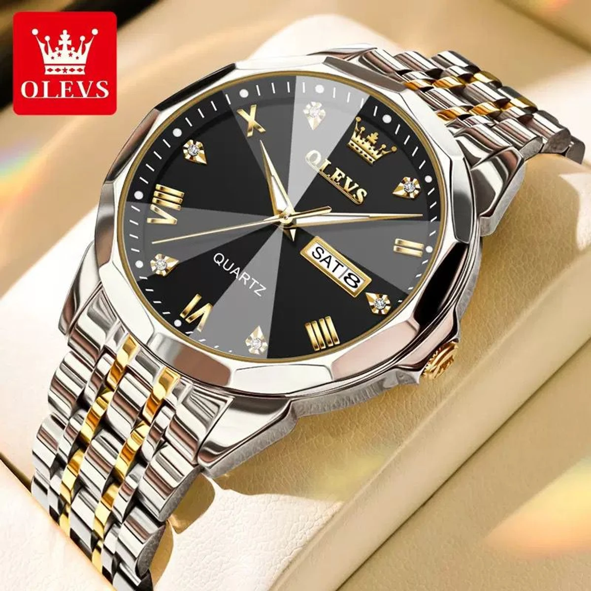 OLIVES নতুন ডিজাইনের MAN জন্য ঘড়ি SILVER GOLDEN BLACK