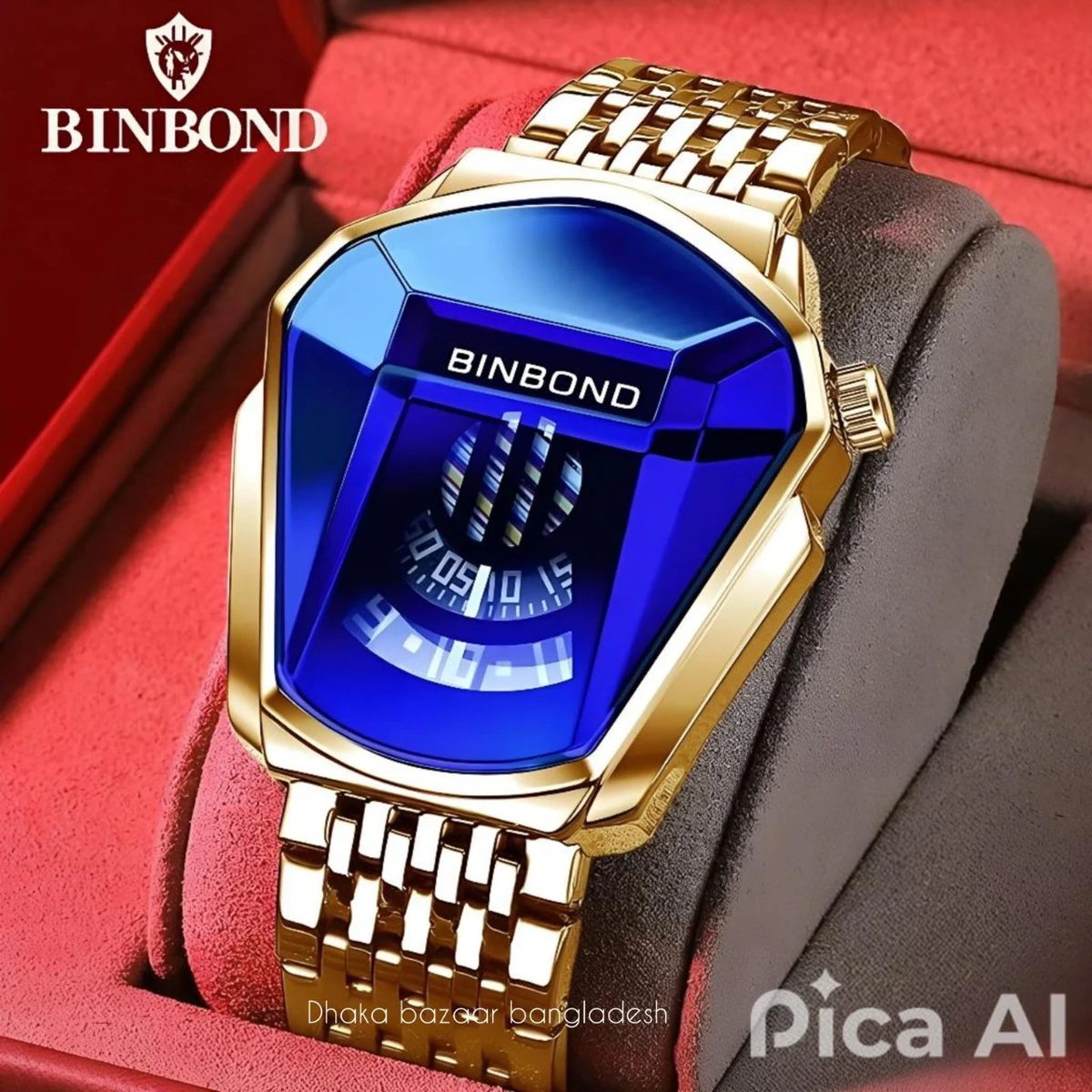 BINBOND SQUIRE নতুন ডিজাইনের পুরুষদের জন্য ঘড়ি GOLDEN BLUE