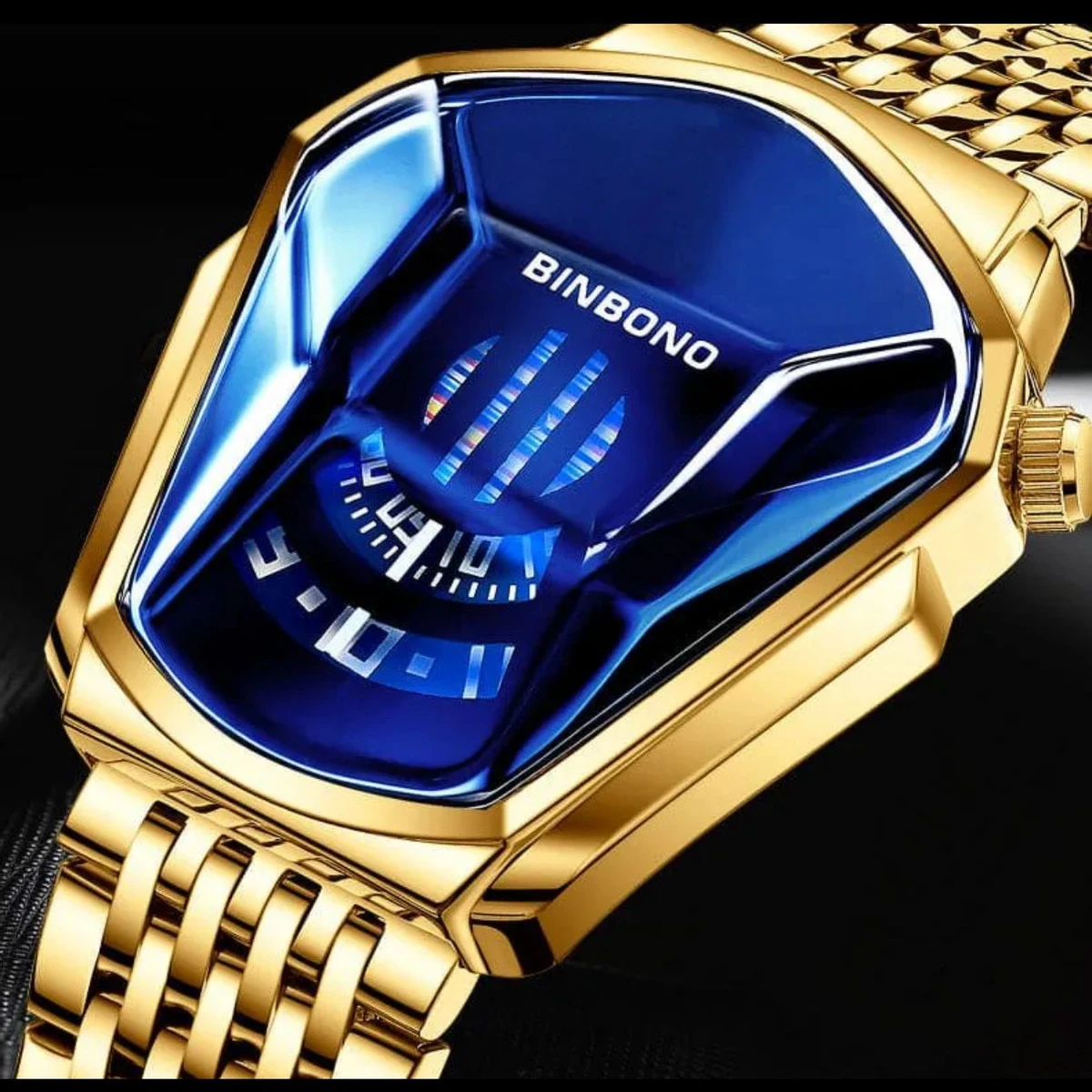 BINBOND SQUIRE নতুন ডিজাইনের পুরুষদের জন্য ঘড়ি GOLDEN BLUE