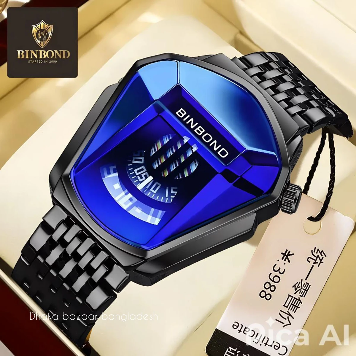 BINBOND SQUIRE নতুন ডিজাইনের পুরুষদের জন্য ঘড়ি BLACK BLUE