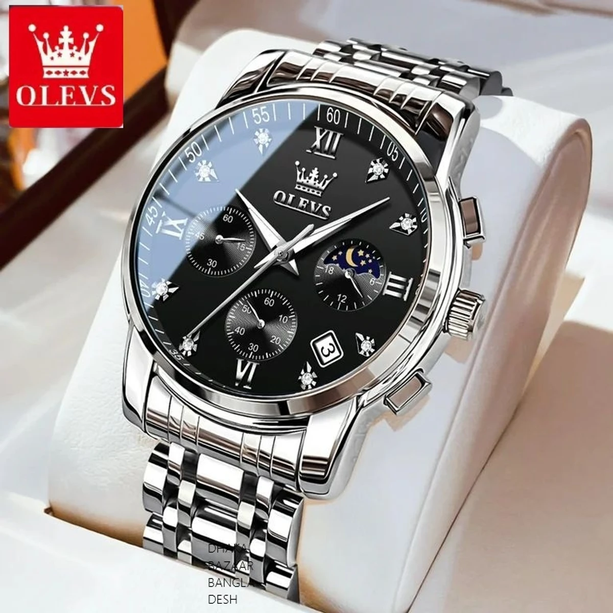 OLIVESZ 2200 নতুন ডিজাইনের পুরুষদের জন্য ঘড়ি SILVER BLACK