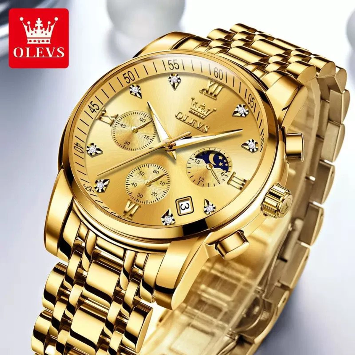 OLIVESZ 2200 নতুন ডিজাইনের পুরুষদের জন্য ঘড়ি GOLDEN