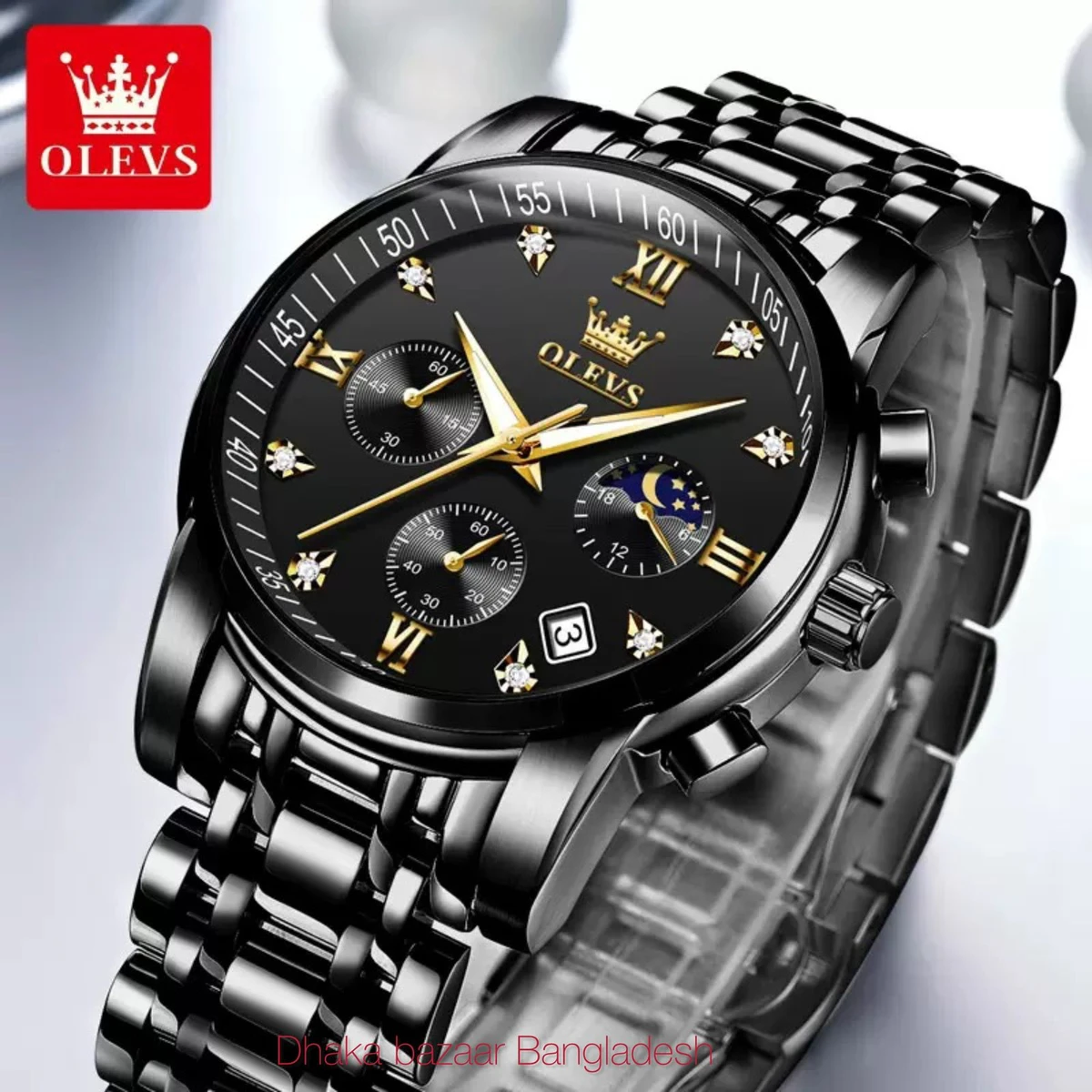 OLIVESZ 2200 নতুন ডিজাইনের পুরুষদের জন্য ঘড়ি BLACK