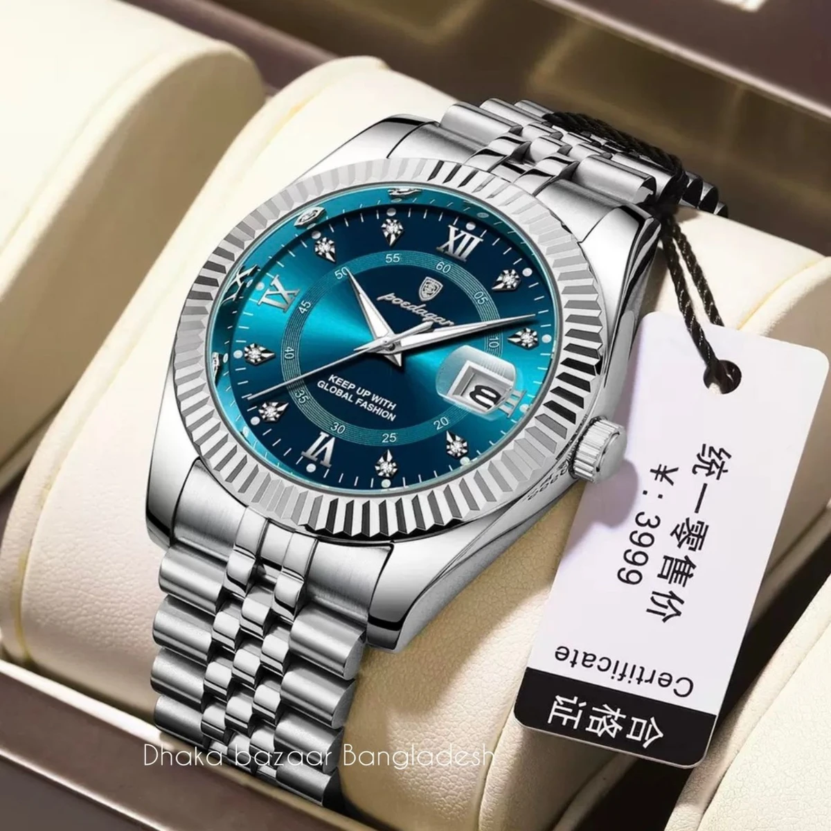 PEO 6161 নতুন ডিজাইনের পুরুষদের জন্য ঘড়ি SILVER BLUE