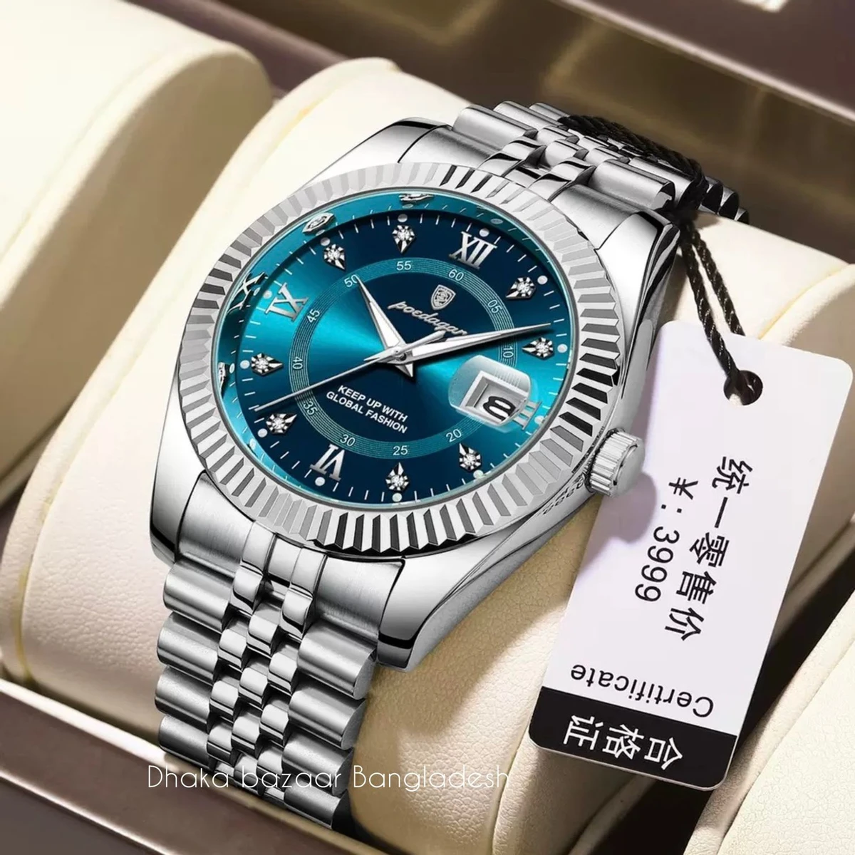 PEO 6161 নতুন ডিজাইনের পুরুষদের জন্য ঘড়ি SILVER BLUE