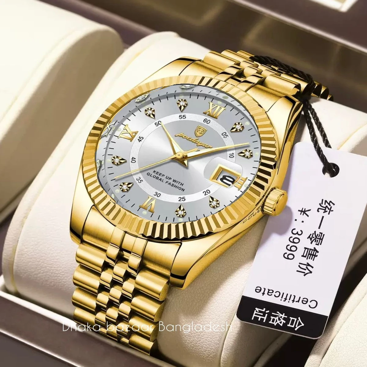 PEO 6161 নতুন ডিজাইনের পুরুষদের জন্য ঘড়ি GOLDEN WHITE