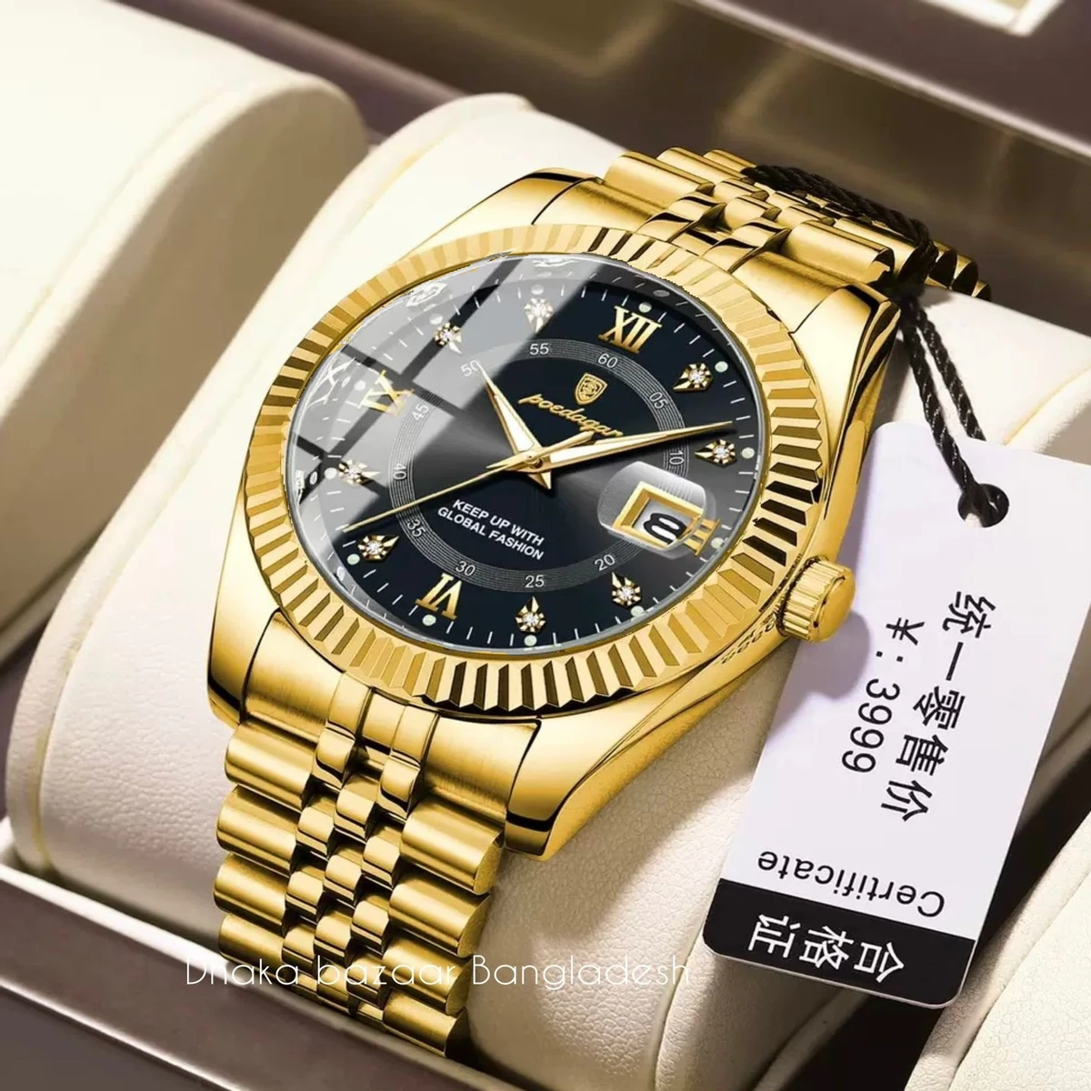 PEO 6161 নতুন ডিজাইনের পুরুষদের জন্য ঘড়ি GOLDEN BLACK