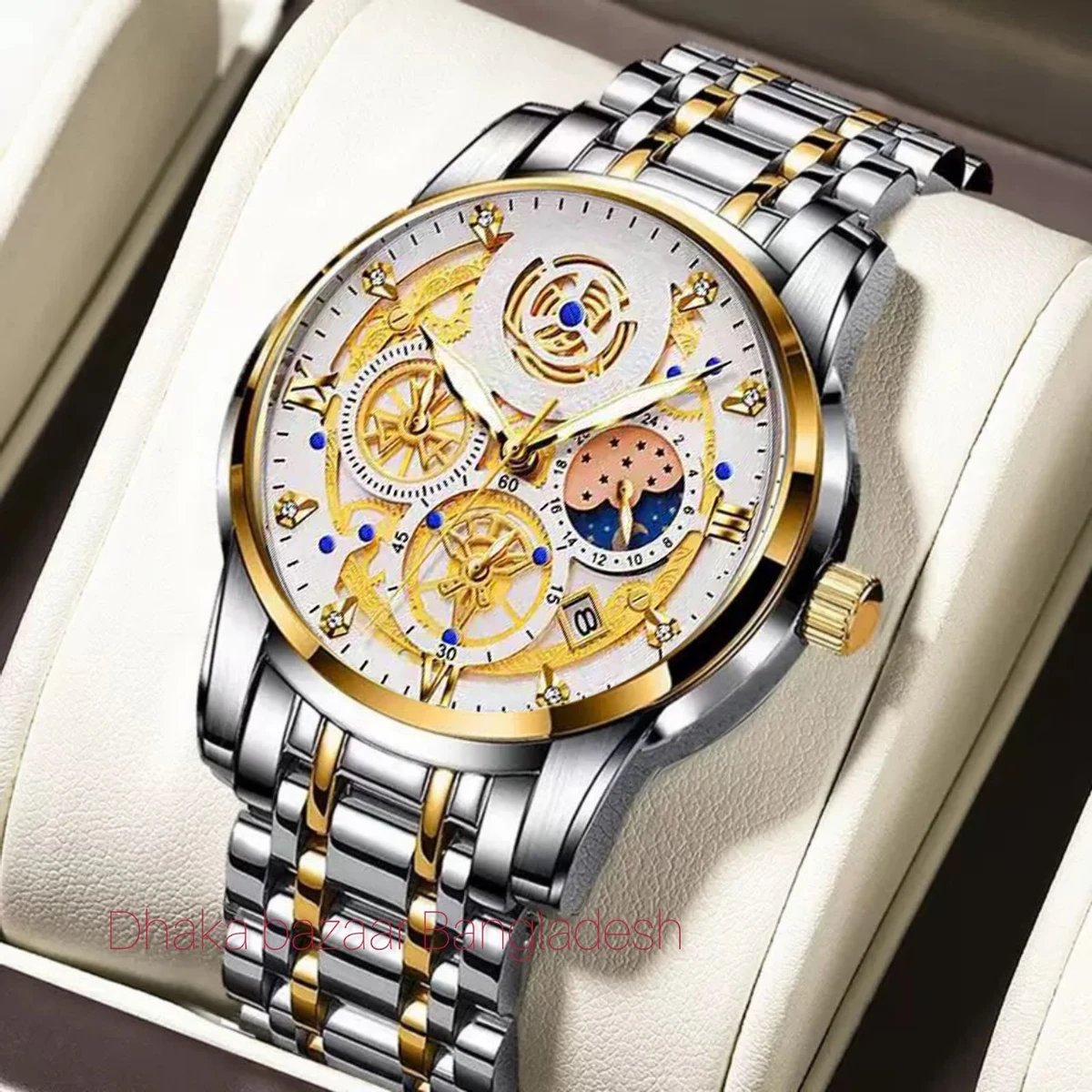 4010 BIN পুরুষের জন্য নন মেকানিক্যাল ওয়াটার প্রুফ ঘড়ি WHITE