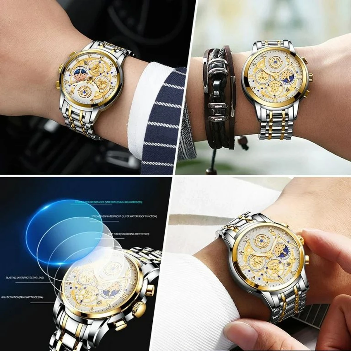 4010 BIN পুরুষের জন্য নন মেকানিক্যাল ওয়াটার প্রুফ ঘড়ি WHITE