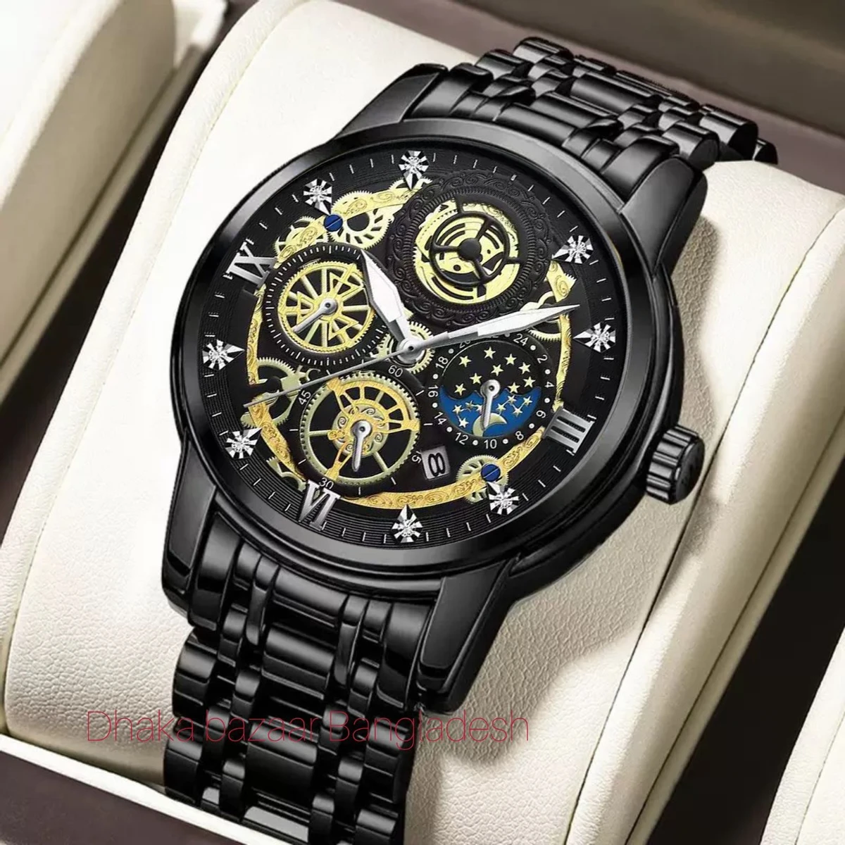 4010 BIN পুরুষের জন্য নন মেকানিক্যাল ওয়াটার প্রুফ ঘড়ি FULL BLACK