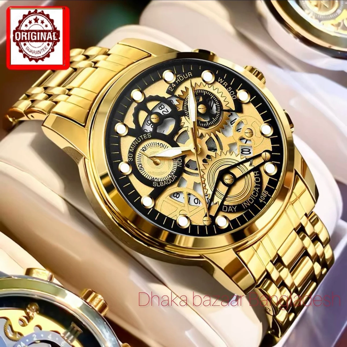 BIN 4088 পুরুষের জন্য নন মেকানিক্যাল ওয়াটার প্রুফ ঘড়ি GOLDEN BLACK
