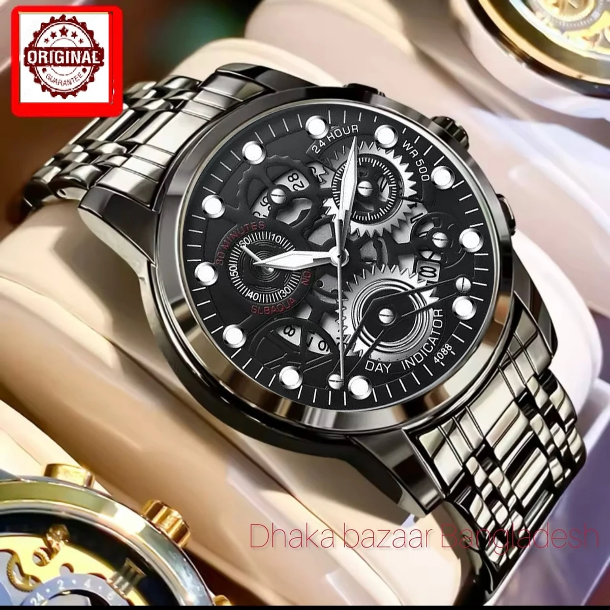 BIN 4088 পুরুষের জন্য নন মেকানিক্যাল ওয়াটার প্রুফ ঘড়ি FULL BLACK